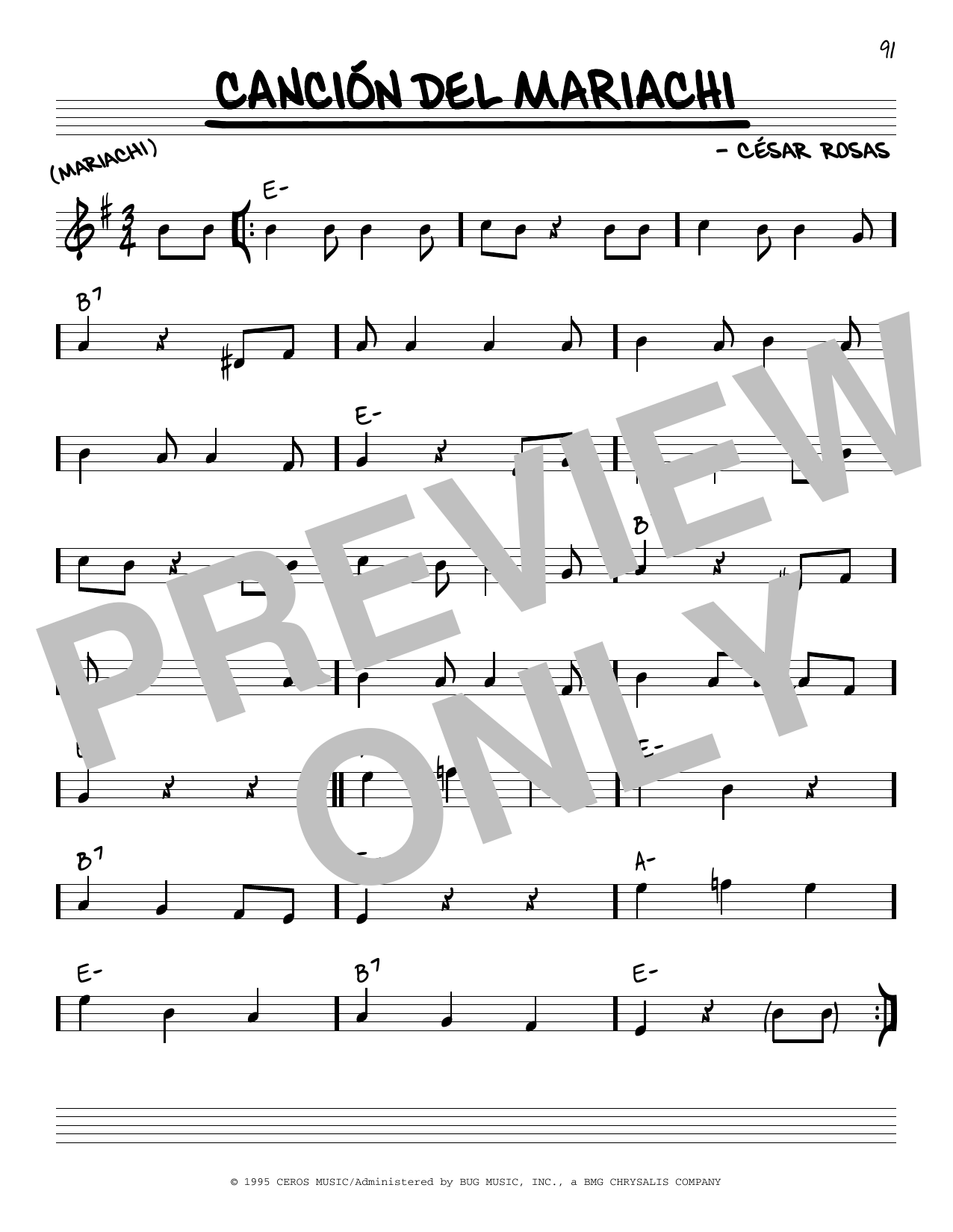 Cesar Rosas Cancion Del Mariachi Sheet Music Notes & Chords for Real Book – Melody & Chords - Download or Print PDF