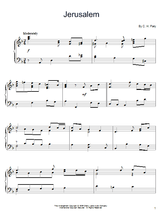 C.H. Parry Jerusalem Sheet Music Notes & Chords for Violin - Download or Print PDF