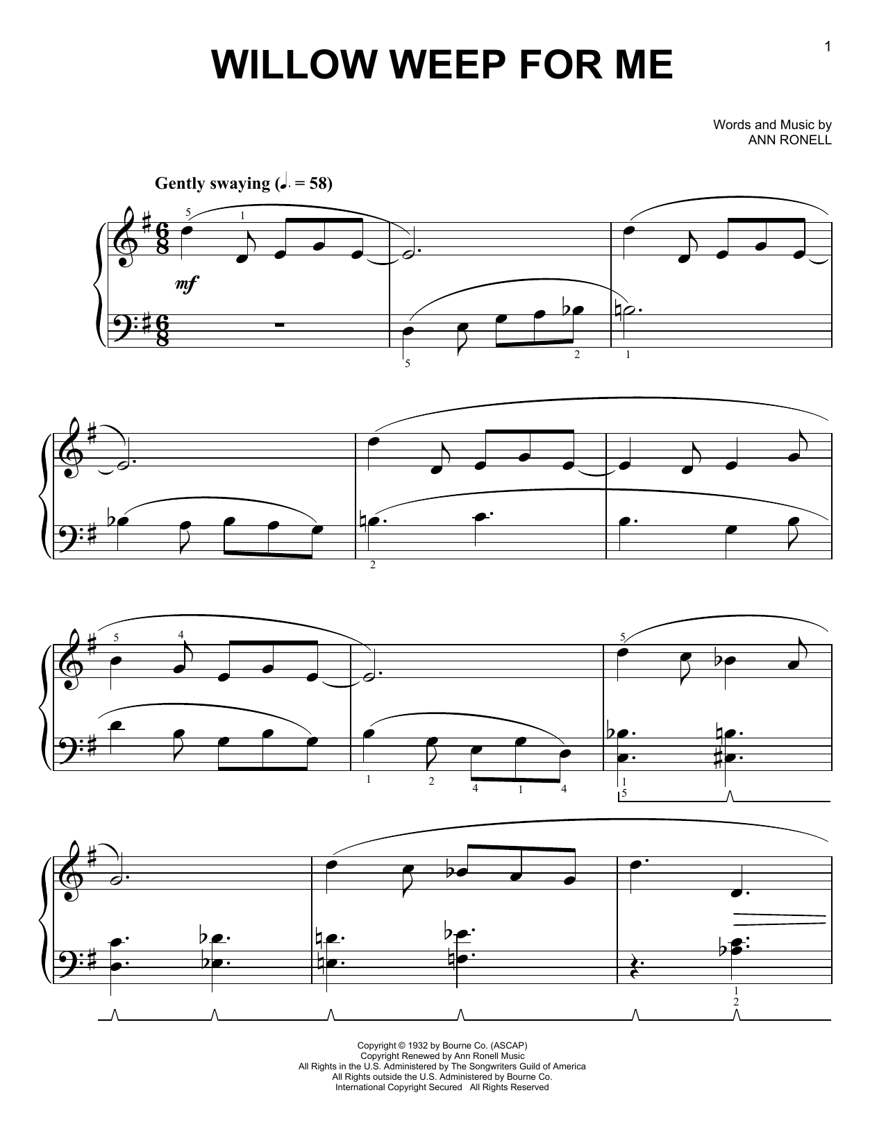 Chad & Jeremy Willow Weep For Me [Classical version] (arr. Phillip Keveren) Sheet Music Notes & Chords for Easy Piano - Download or Print PDF