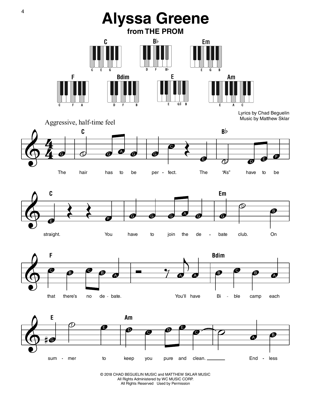 Chad Beguelin Alyssa Greene (from The Prom) Sheet Music Notes & Chords for Super Easy Piano - Download or Print PDF