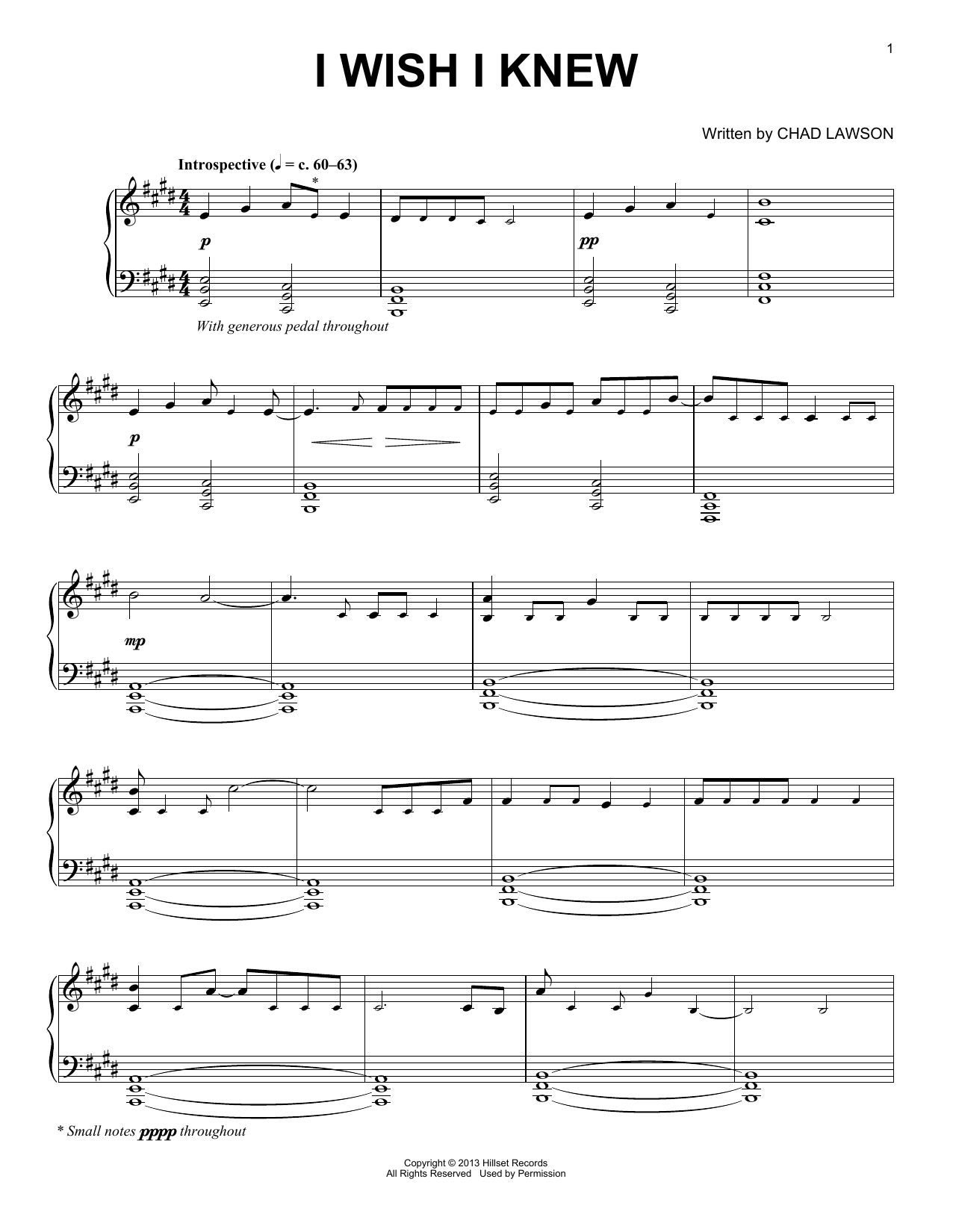 Chad Lawson I Wish I Knew Sheet Music Notes & Chords for Piano Solo - Download or Print PDF