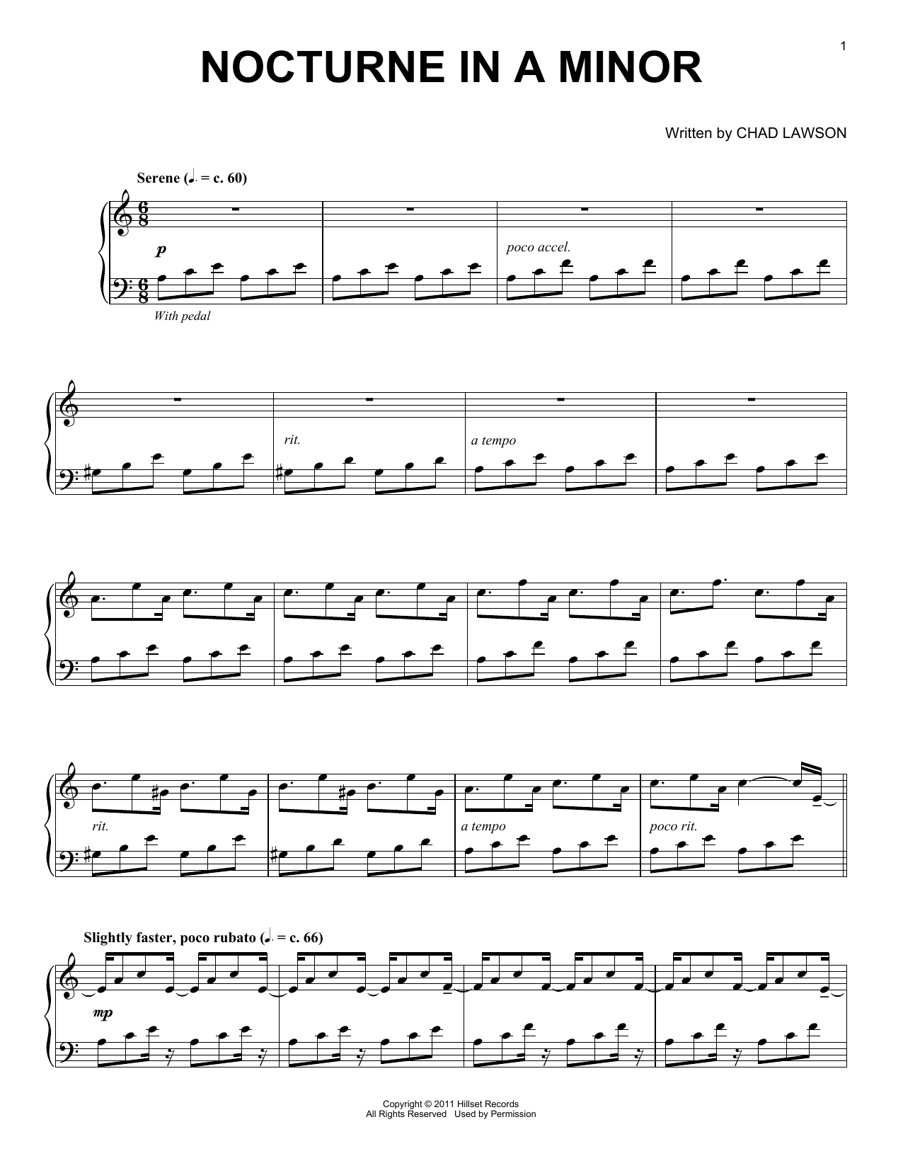 Chad Lawson Nocturne In A Minor Sheet Music Notes & Chords for Easy Piano - Download or Print PDF