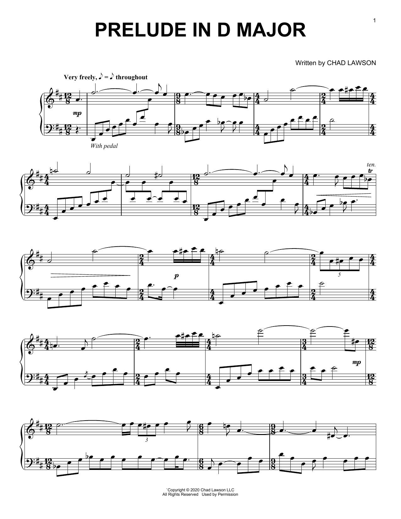 Chad Lawson Prelude In D Major Sheet Music Notes & Chords for Piano Solo - Download or Print PDF