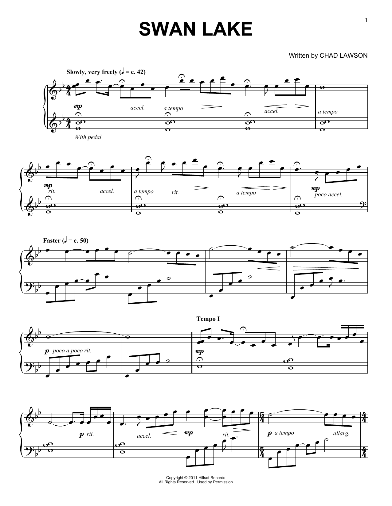 Chad Lawson Swan Lake Sheet Music Notes & Chords for Piano Solo - Download or Print PDF