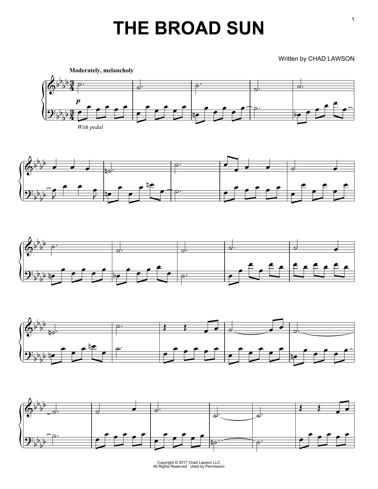 Chad Lawson The Broad Sun Sheet Music Notes & Chords for Piano Solo - Download or Print PDF