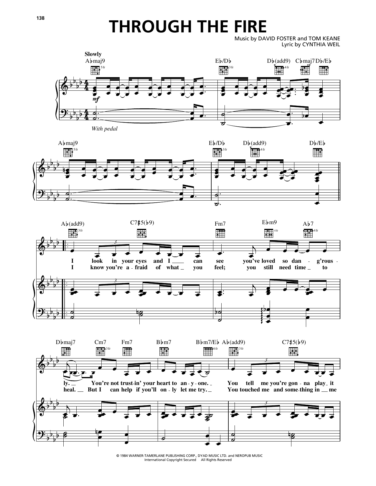 Chaka Khan Through The Fire Sheet Music Notes & Chords for Piano, Vocal & Guitar Chords (Right-Hand Melody) - Download or Print PDF