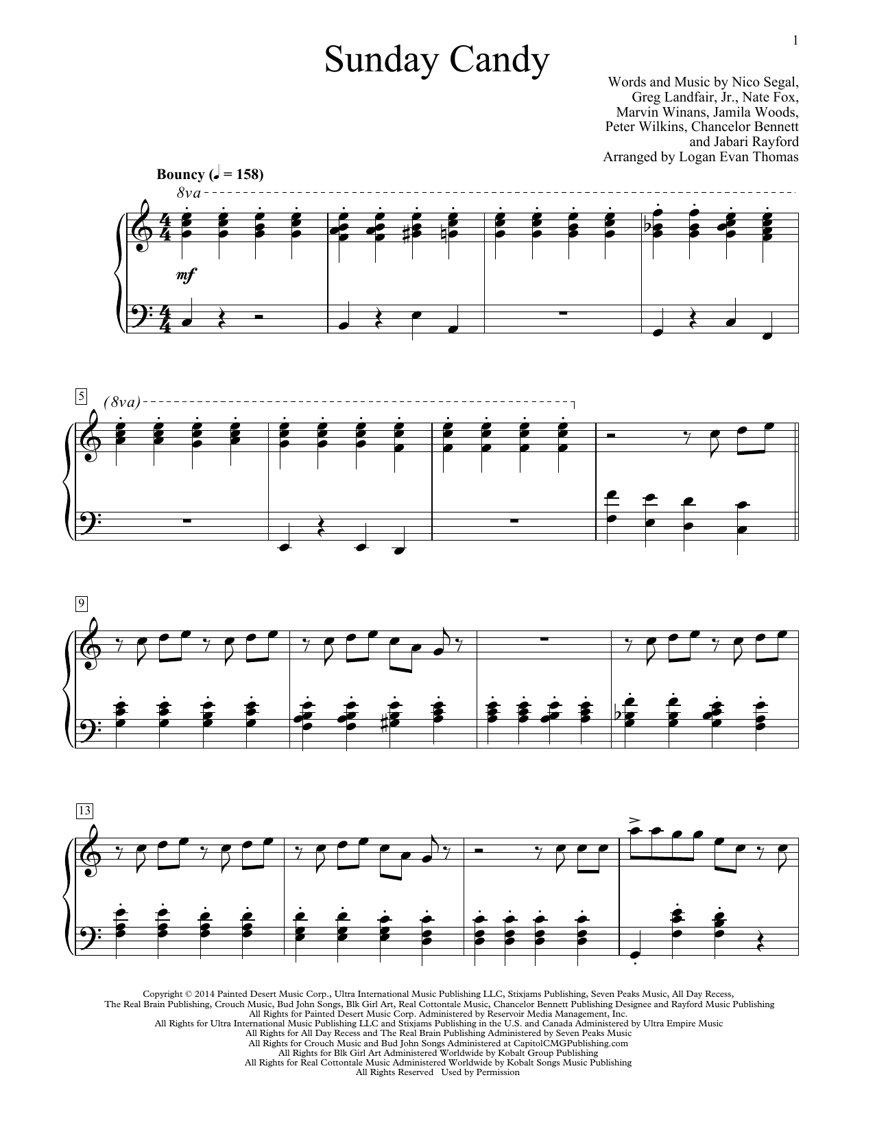 Chance The Rapper Sunday Candy (arr. Logan Evan Thomas) Sheet Music Notes & Chords for Educational Piano - Download or Print PDF