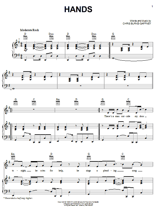 Chantal Kreviazuk Hands Sheet Music Notes & Chords for Piano, Vocal & Guitar (Right-Hand Melody) - Download or Print PDF