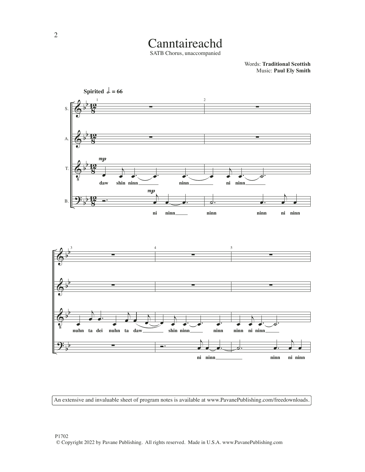 Chanticleer Canntaireachd Sheet Music Notes & Chords for SATB Choir - Download or Print PDF
