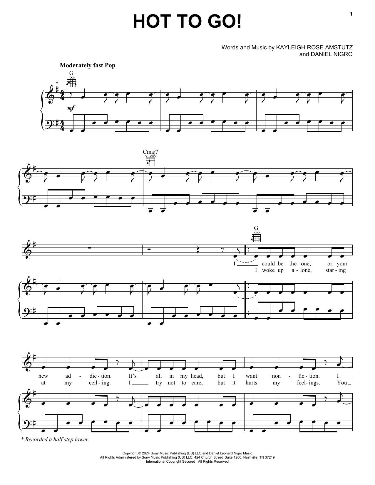 Chappell Roan HOT TO GO! Sheet Music Notes & Chords for Super Easy Piano - Download or Print PDF