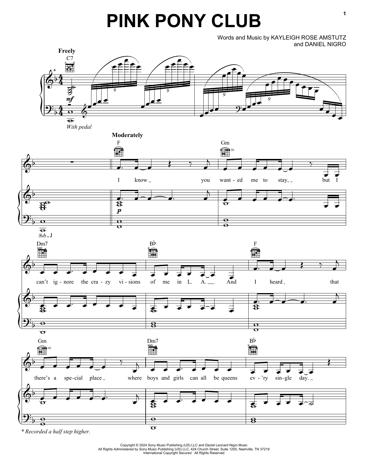 Chappell Roan Pink Pony Club Sheet Music Notes & Chords for Super Easy Piano - Download or Print PDF