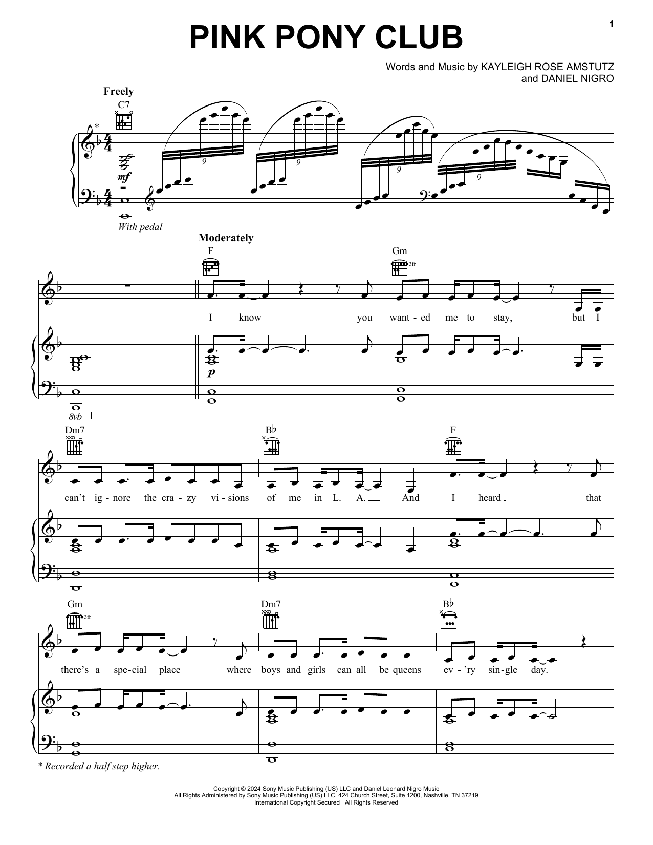 Chappell Roan Pink Pony Club Sheet Music Notes & Chords for Super Easy Piano - Download or Print PDF