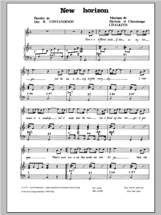 Charalampe Chalkitis New Horizon Sheet Music Notes & Chords for Piano & Vocal - Download or Print PDF