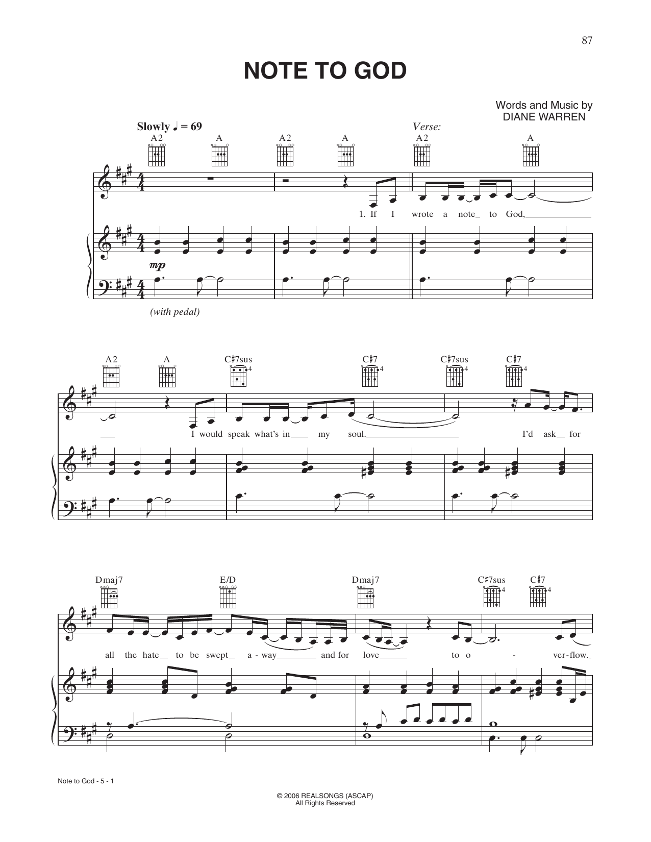 Charice Note To God Sheet Music Notes & Chords for Piano, Vocal & Guitar Chords (Right-Hand Melody) - Download or Print PDF