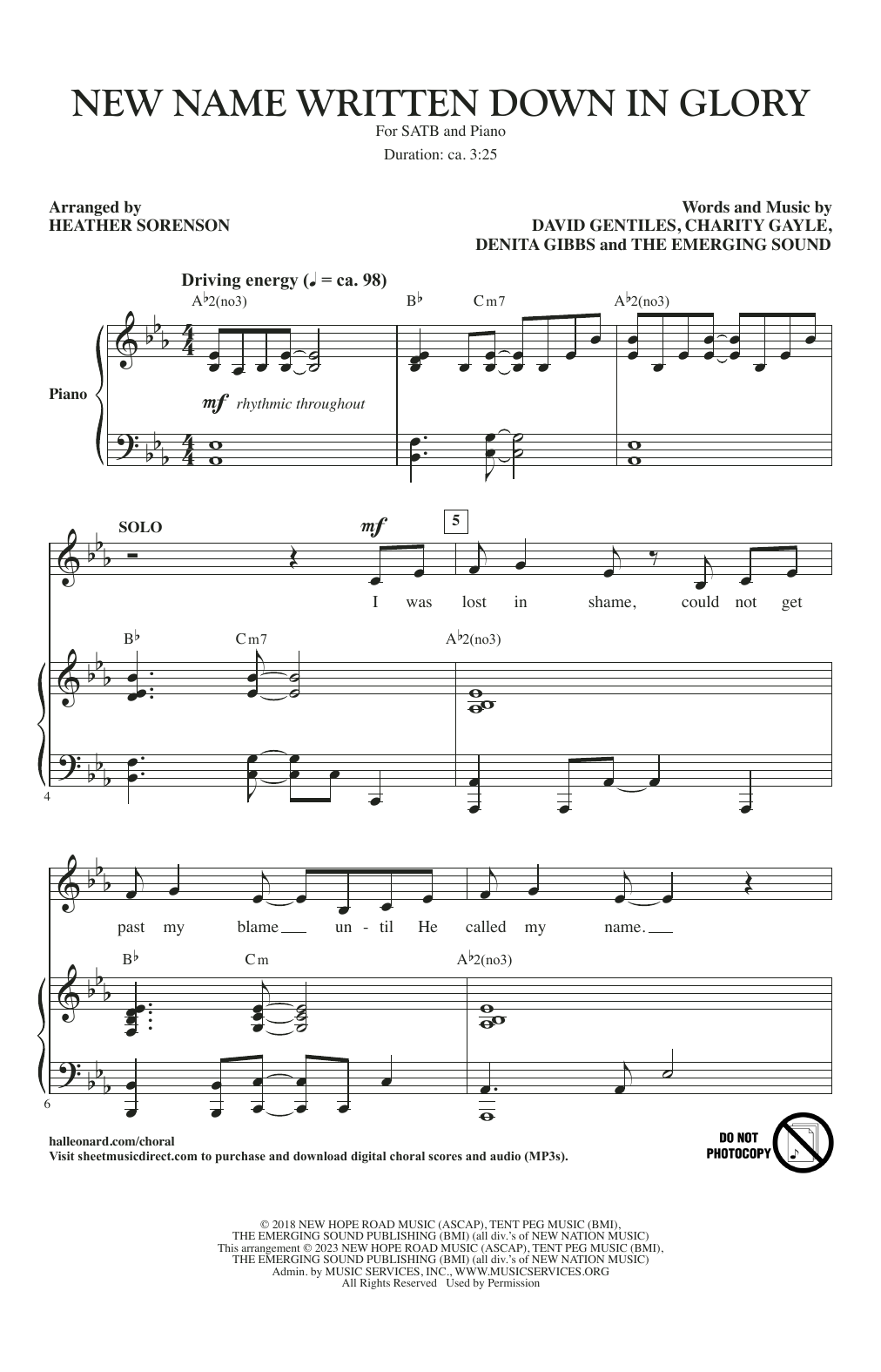 Charity Gayle New Name Written Down In Glory (arr. Heather Sorenson) Sheet Music Notes & Chords for SATB Choir - Download or Print PDF