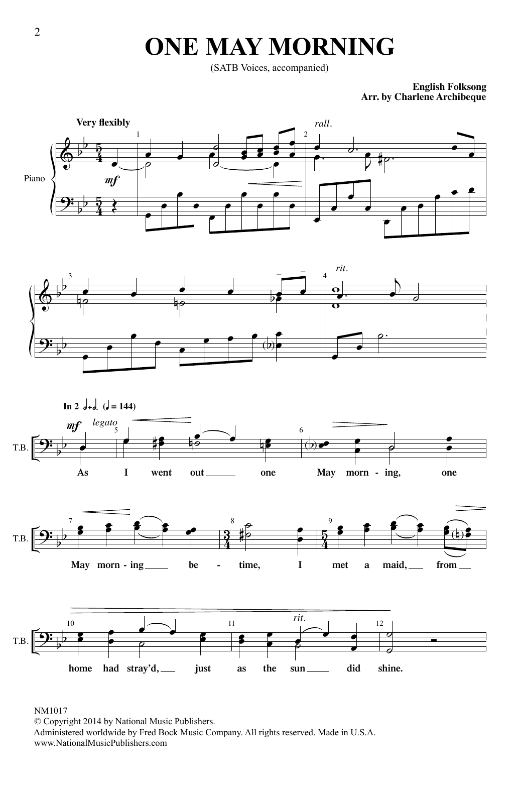 Charlene Archibeque One May Morning Sheet Music Notes & Chords for Choral - Download or Print PDF