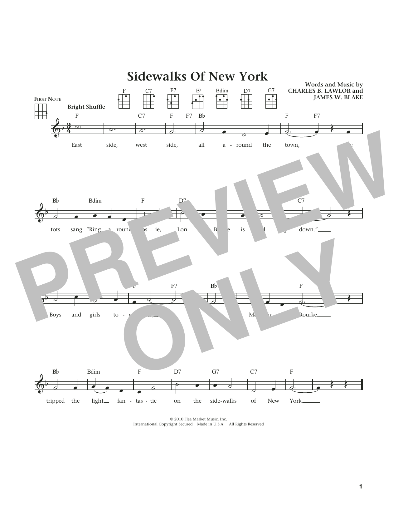Charles B. Lawlor Sidewalks Of New York (from The Daily Ukulele) (arr. Liz and Jim Beloff) Sheet Music Notes & Chords for Ukulele - Download or Print PDF
