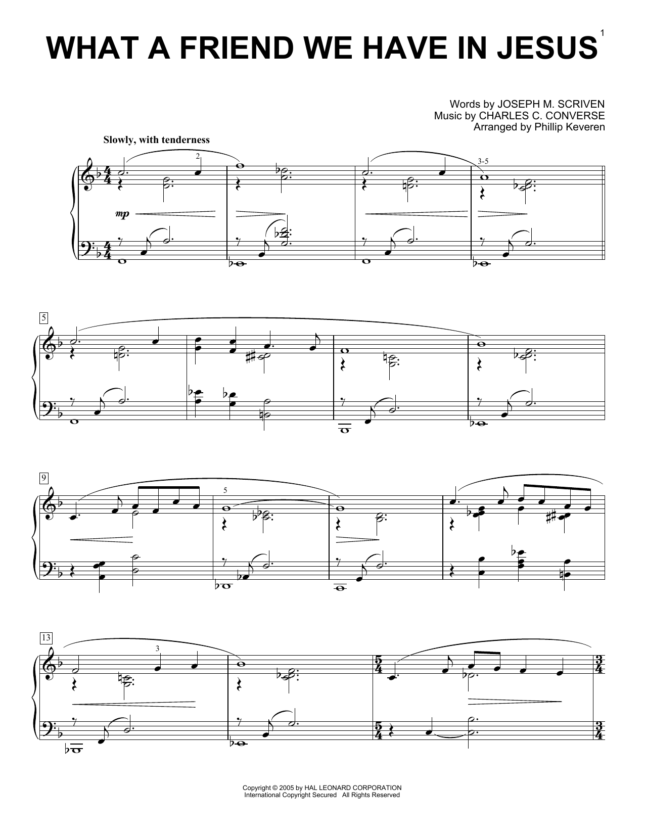 Charles C. Converse What A Friend We Have In Jesus [Jazz version] (arr. Phillip Keveren) Sheet Music Notes & Chords for Piano Solo - Download or Print PDF