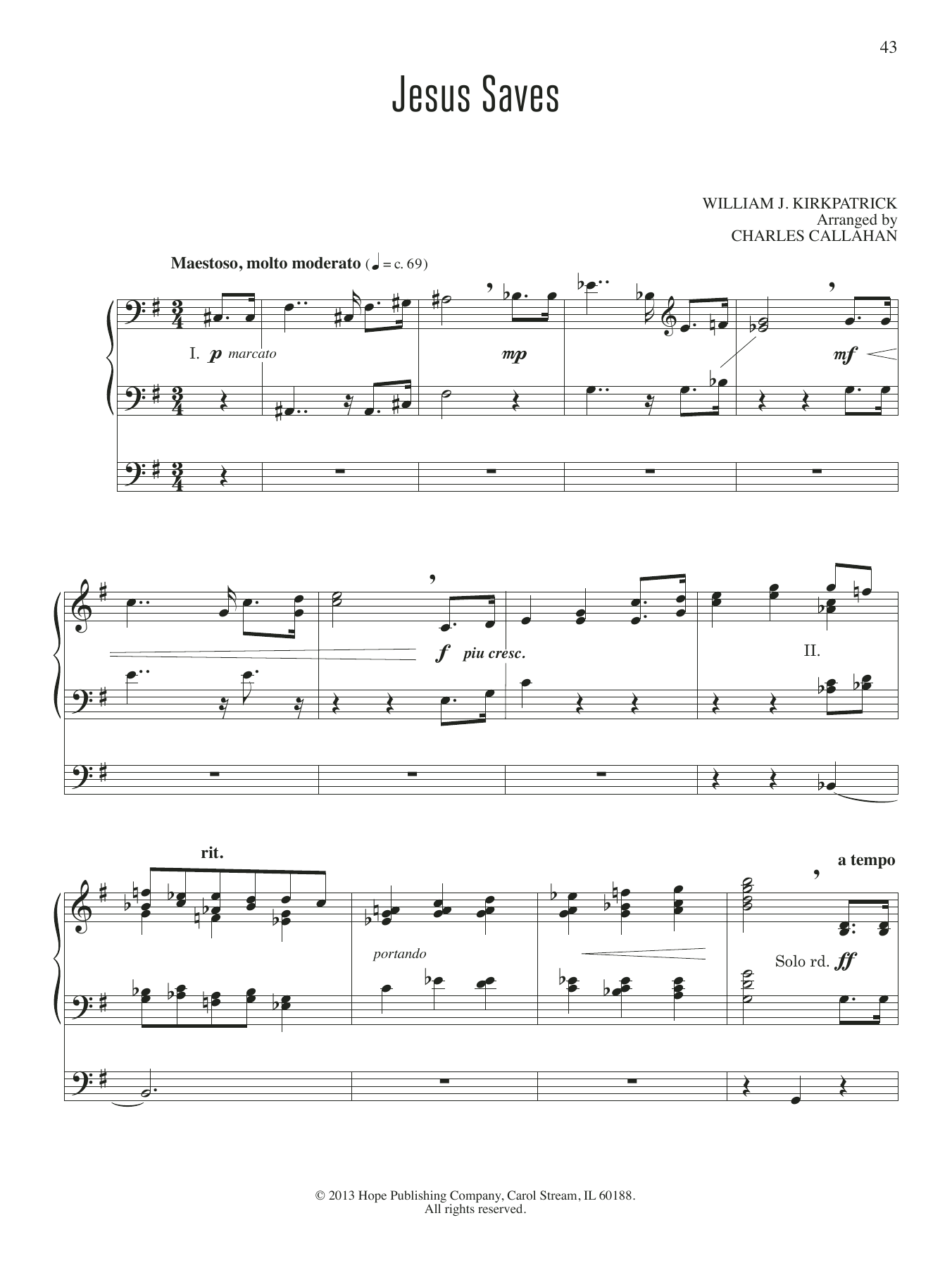 Charles Callahan Jesus Saves Sheet Music Notes & Chords for Organ - Download or Print PDF