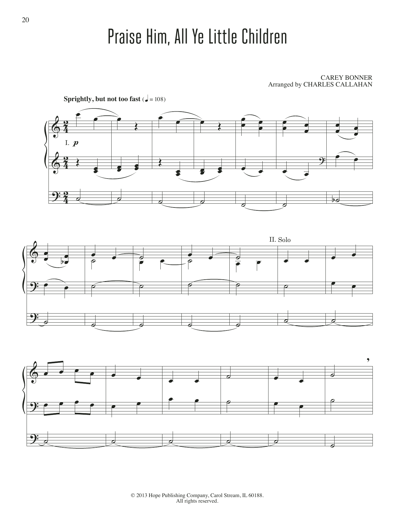Charles Callahan Praise Him, All Ye Little Children Sheet Music Notes & Chords for Organ - Download or Print PDF