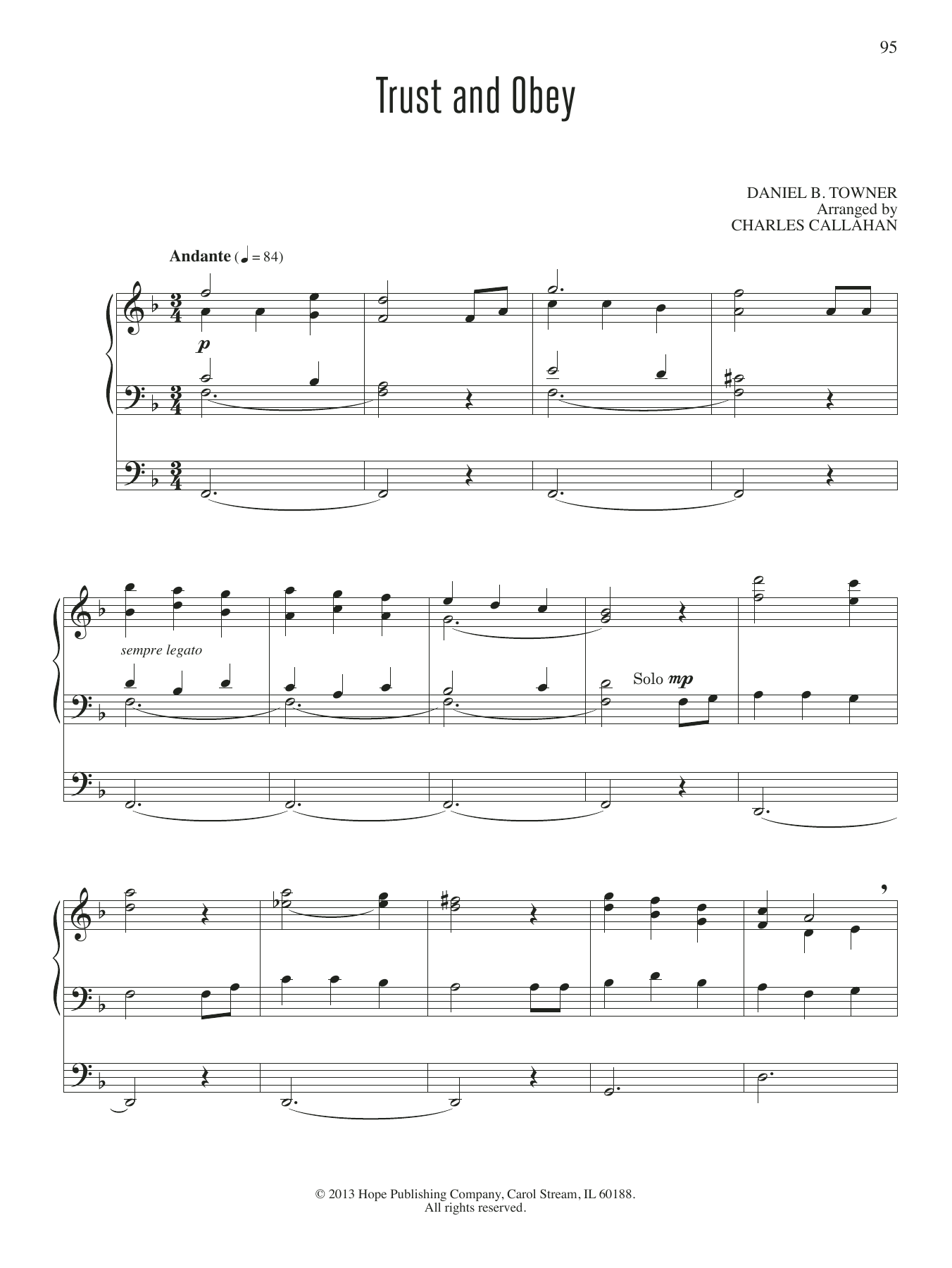 Charles Callahan Trust and Obey Sheet Music Notes & Chords for Organ - Download or Print PDF