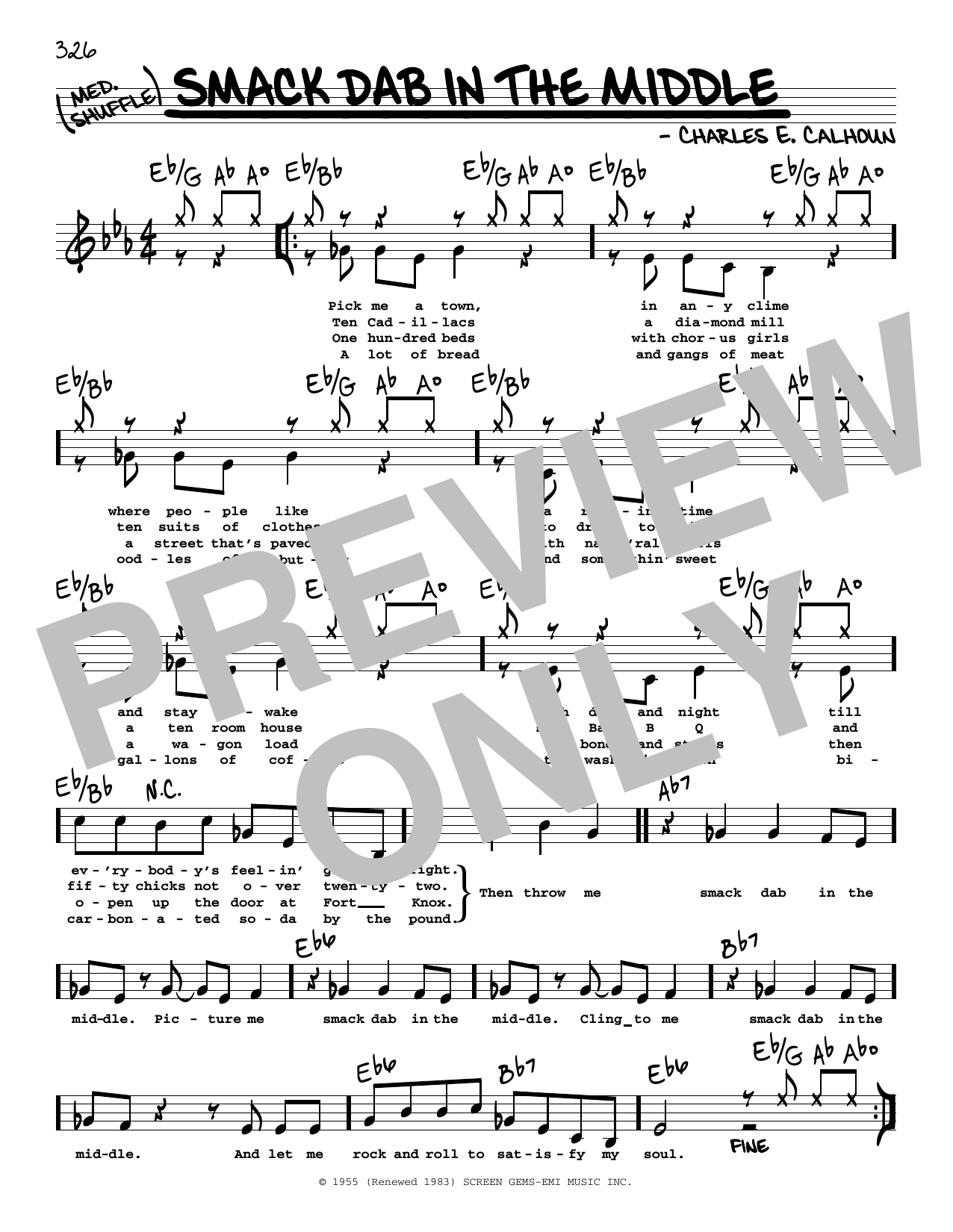 Charles E. Calhoun Smack Dab In The Middle (Low Voice) Sheet Music Notes & Chords for Real Book – Melody, Lyrics & Chords - Download or Print PDF