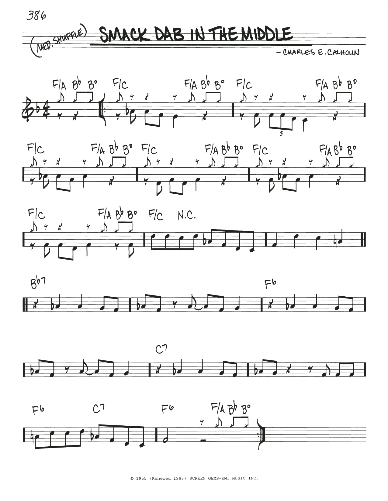 Charles E. Calhoun Smack Dab In The Middle Sheet Music Notes & Chords for Real Book – Melody & Chords - Download or Print PDF