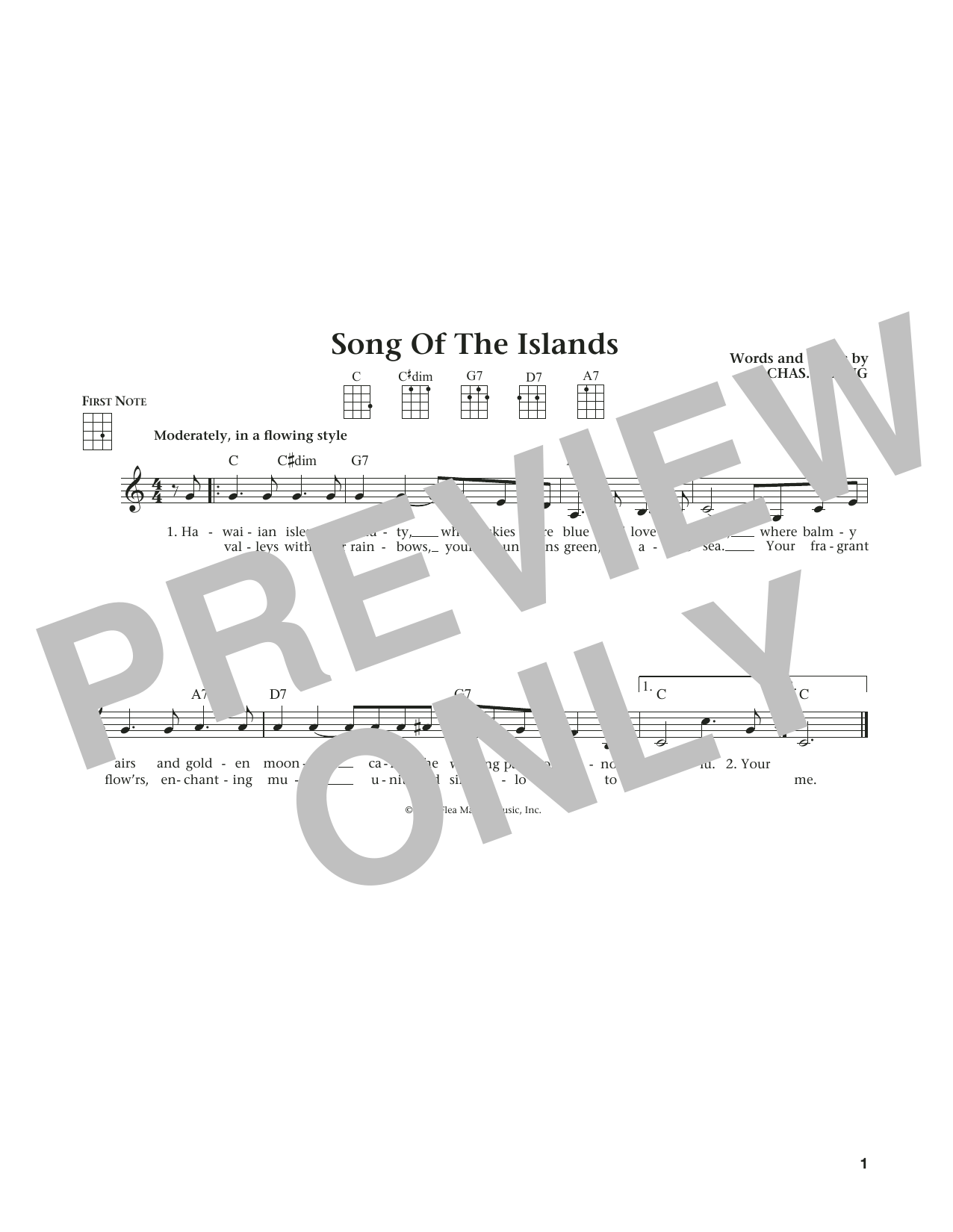Charles E. King Song Of The Islands (from The Daily Ukulele) (arr. Liz and Jim Beloff) Sheet Music Notes & Chords for Ukulele - Download or Print PDF