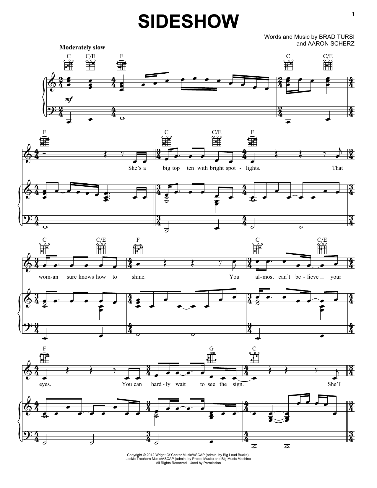 Charles Esten Sideshow Sheet Music Notes & Chords for Piano, Vocal & Guitar (Right-Hand Melody) - Download or Print PDF