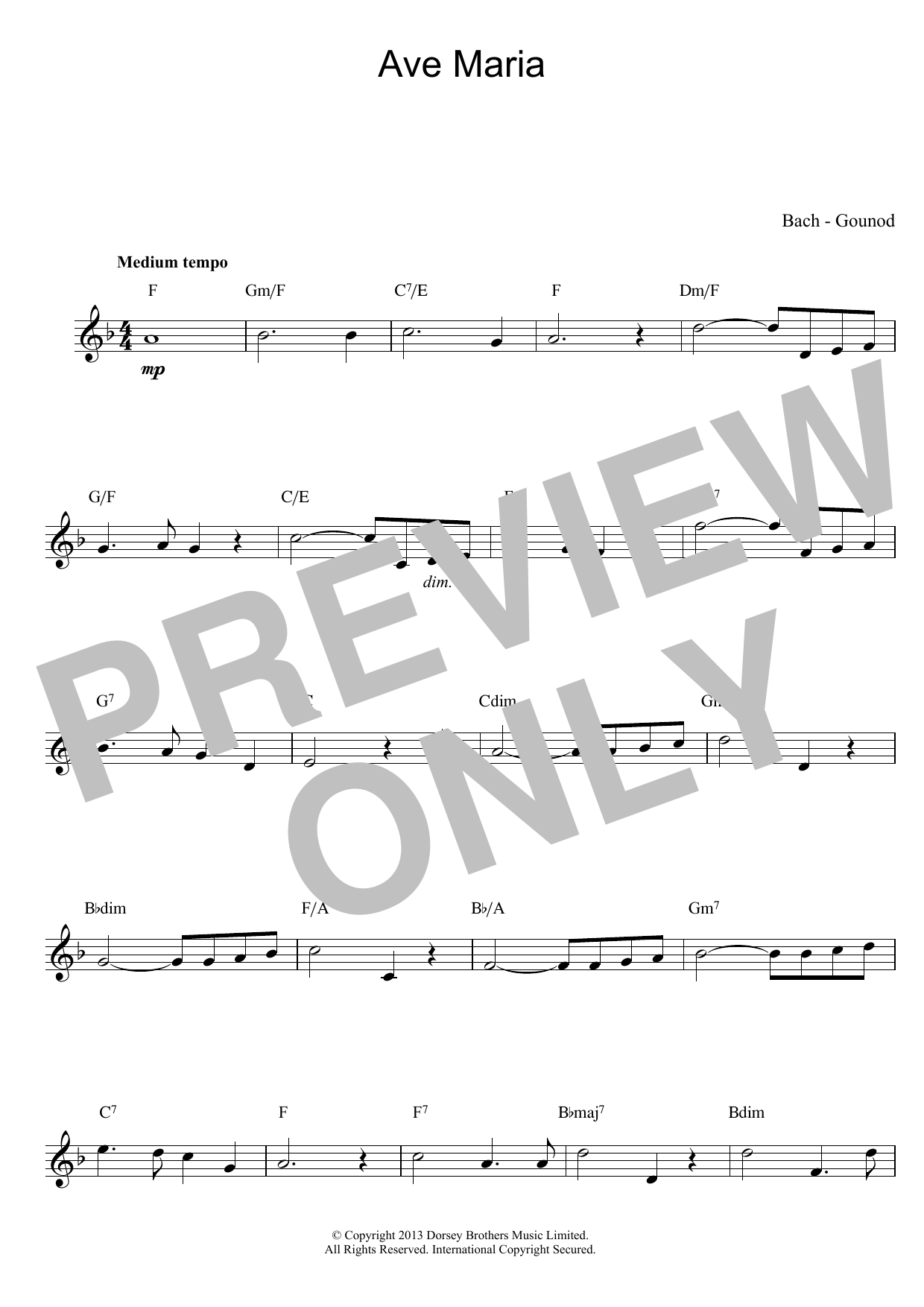 Charles Gounod Ave Maria Sheet Music Notes & Chords for String Solo - Download or Print PDF