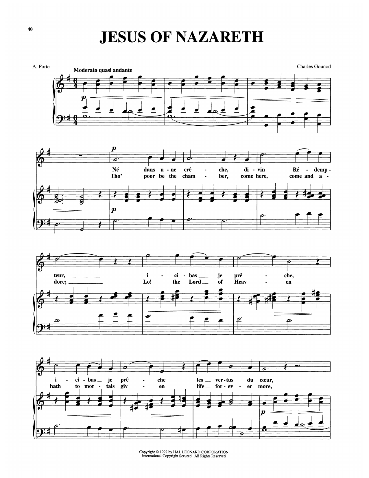 Charles Gounod Jesus Of Nazareth Sheet Music Notes & Chords for Piano & Vocal - Download or Print PDF