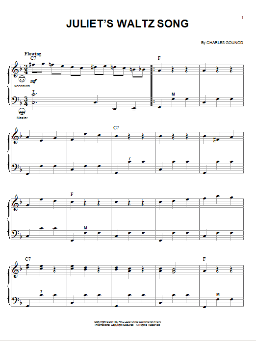 Charles Gounod Juliet's Waltz Song Sheet Music Notes & Chords for Accordion - Download or Print PDF