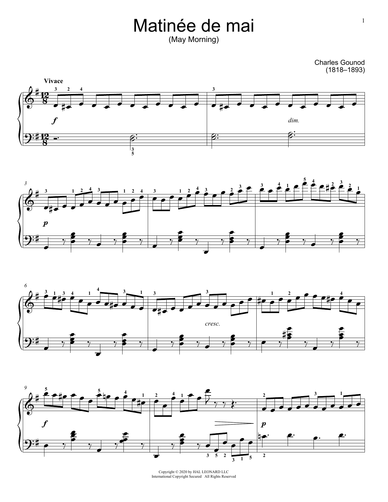 Charles Gounod Matinee de mai Sheet Music Notes & Chords for Educational Piano - Download or Print PDF