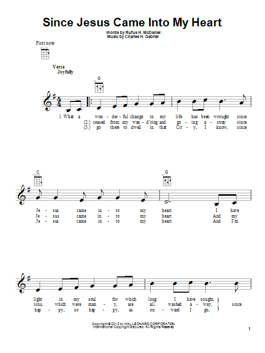 Charles H. Gabriel Since Jesus Came Into My Heart Sheet Music Notes & Chords for Lyrics & Piano Chords - Download or Print PDF