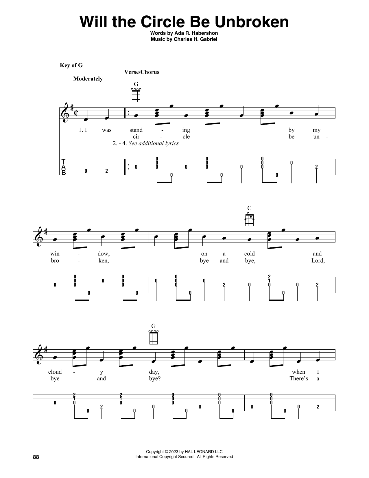 Charles H. Gabriel Will The Circle Be Unbroken (arr. Fred Sokolow) Sheet Music Notes & Chords for Banjo Tab - Download or Print PDF