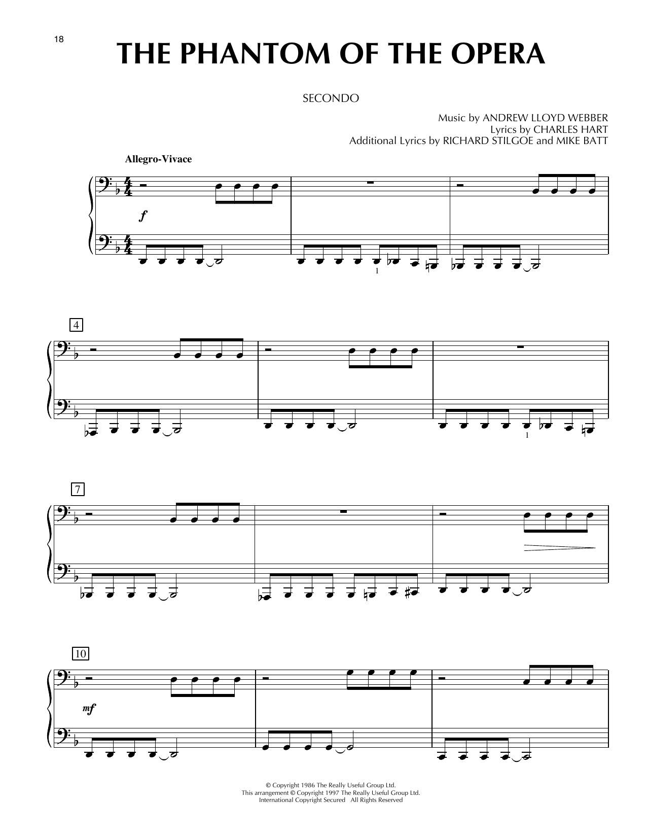 Charles Hart The Phantom Of The Opera Sheet Music Notes & Chords for Piano Duet - Download or Print PDF