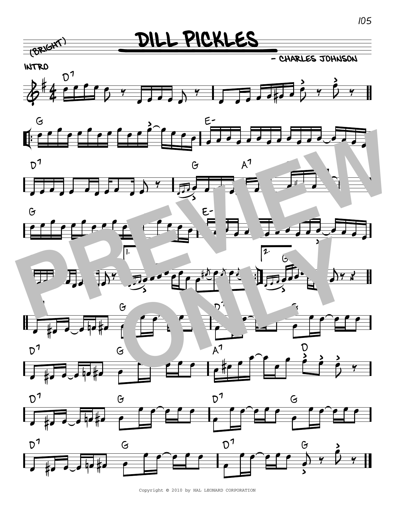 Charles Johnson Dill Pickles (arr. Robert Rawlins) Sheet Music Notes & Chords for Real Book – Melody, Lyrics & Chords - Download or Print PDF