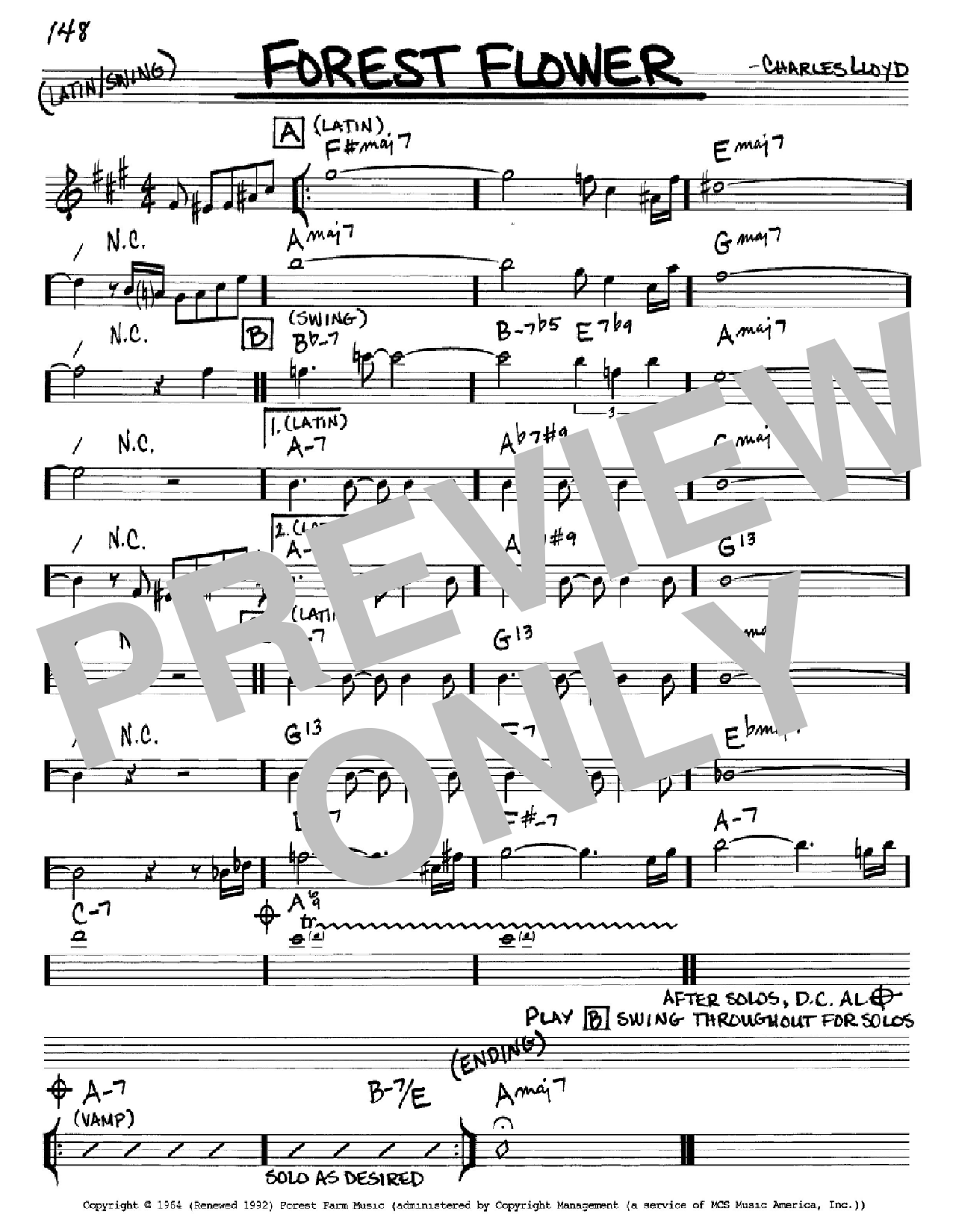 Charles Lloyd Forest Flower Sheet Music Notes & Chords for Real Book - Melody & Chords - C Instruments - Download or Print PDF