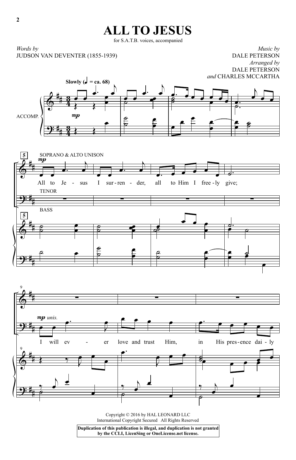 Charles McCartha All To Jesus Sheet Music Notes & Chords for SATB - Download or Print PDF