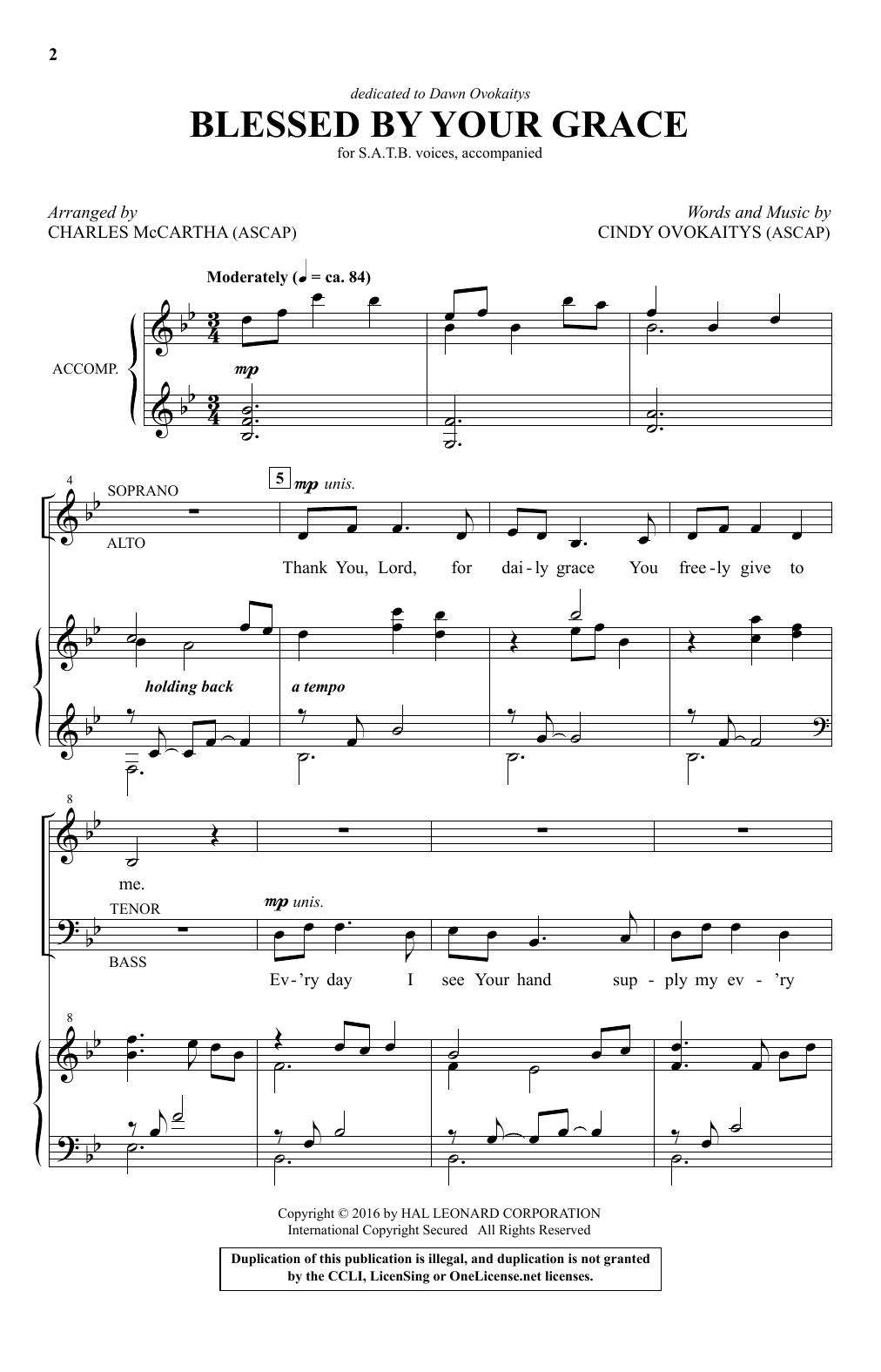 Charles McCartha Blessed By Your Grace Sheet Music Notes & Chords for SATB - Download or Print PDF
