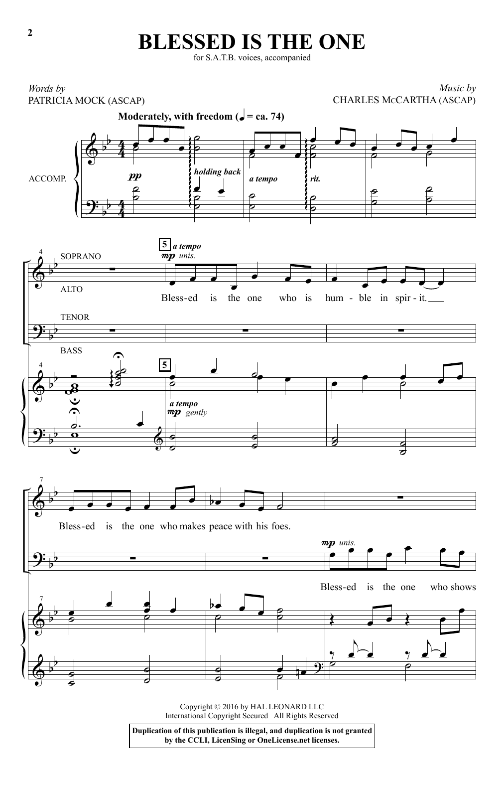 Charles McCartha Blessed Is The One Sheet Music Notes & Chords for SATB - Download or Print PDF