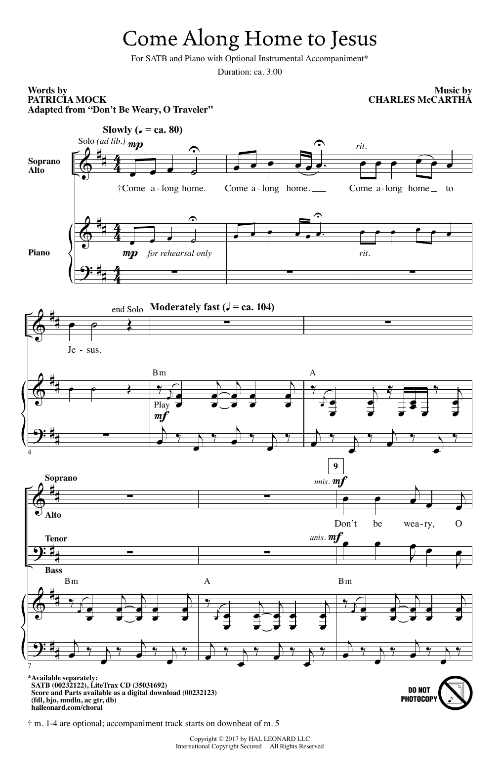 Charles McCartha Come Along Home To Jesus Sheet Music Notes & Chords for SATB - Download or Print PDF