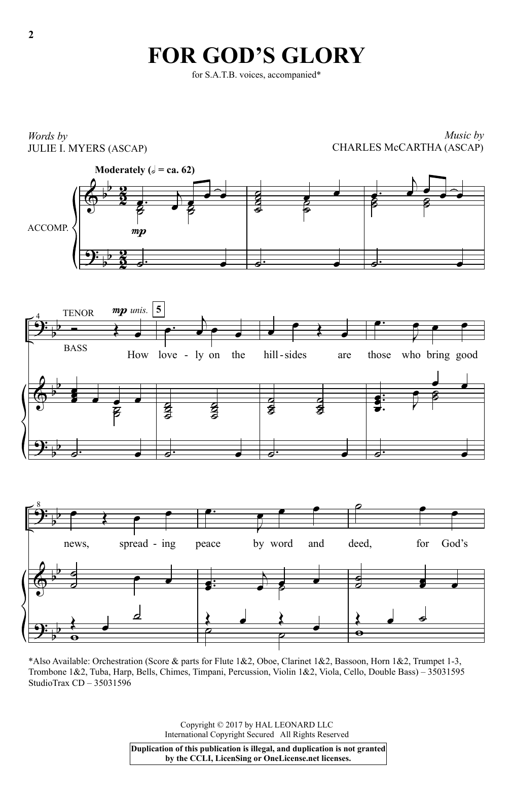 Charles McCartha For God's Glory Sheet Music Notes & Chords for SATB - Download or Print PDF