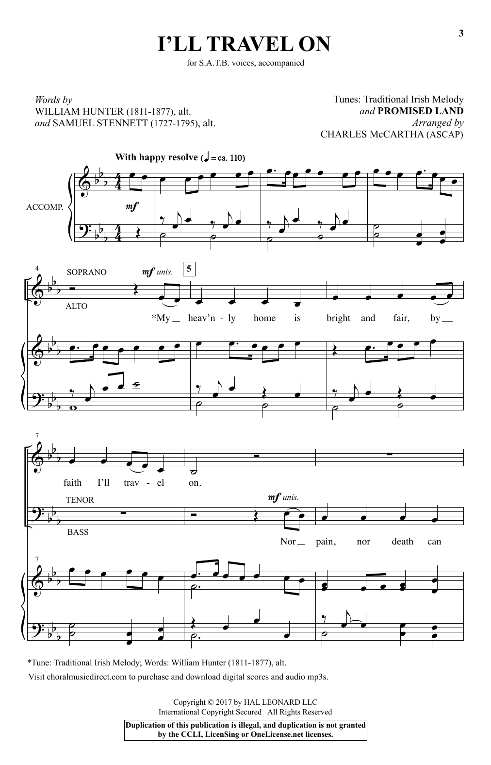 Charles McCartha I'll Travel On Sheet Music Notes & Chords for SATB - Download or Print PDF