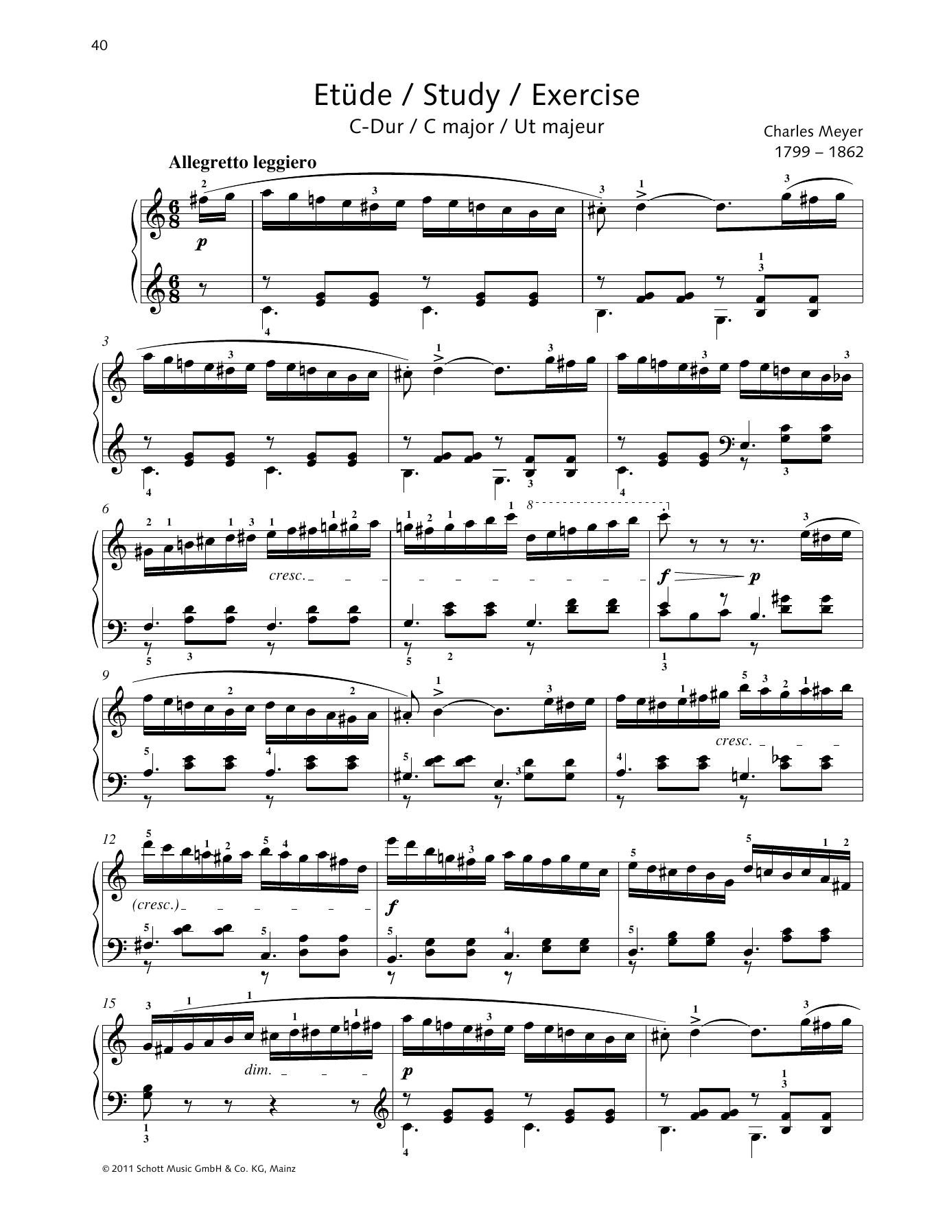 Charles Meyer Study C major Sheet Music Notes & Chords for Piano Solo - Download or Print PDF