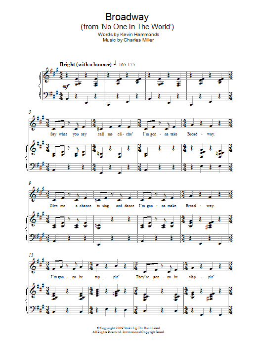 Charles Miller & Kevin Hammonds Broadway (from No One In The World) Sheet Music Notes & Chords for Piano & Vocal - Download or Print PDF