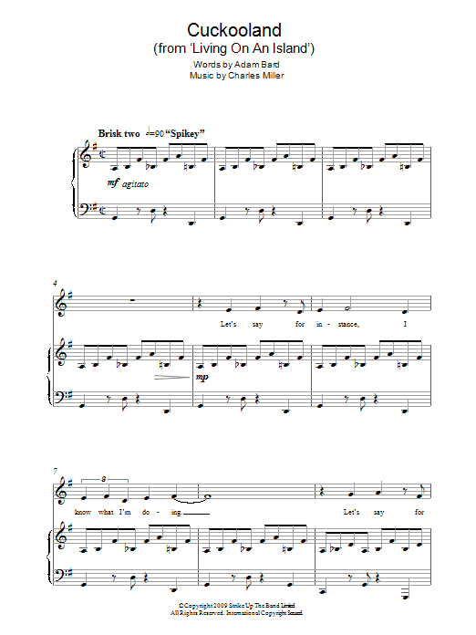 Charles Miller & Adam Bard Cuckooland (from Living On An Island) Sheet Music Notes & Chords for Piano & Vocal - Download or Print PDF