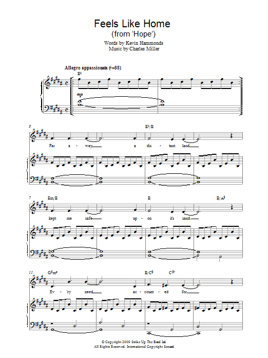 Charles Miller & Kevin Hammonds Feels Like Home (from Hope) Sheet Music Notes & Chords for Piano & Vocal - Download or Print PDF