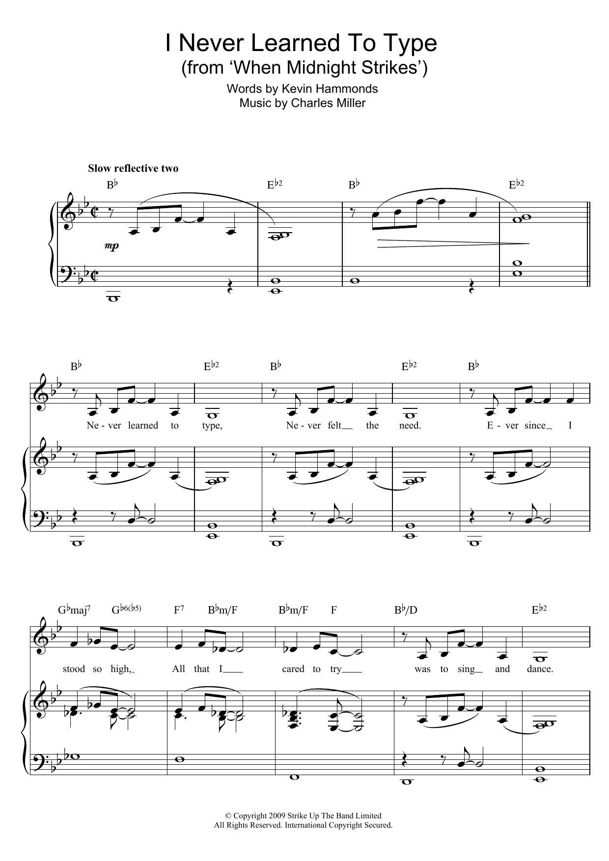 Charles Miller I Never Learned To Type (from When Midnight Strikes) Sheet Music Notes & Chords for Piano & Vocal - Download or Print PDF