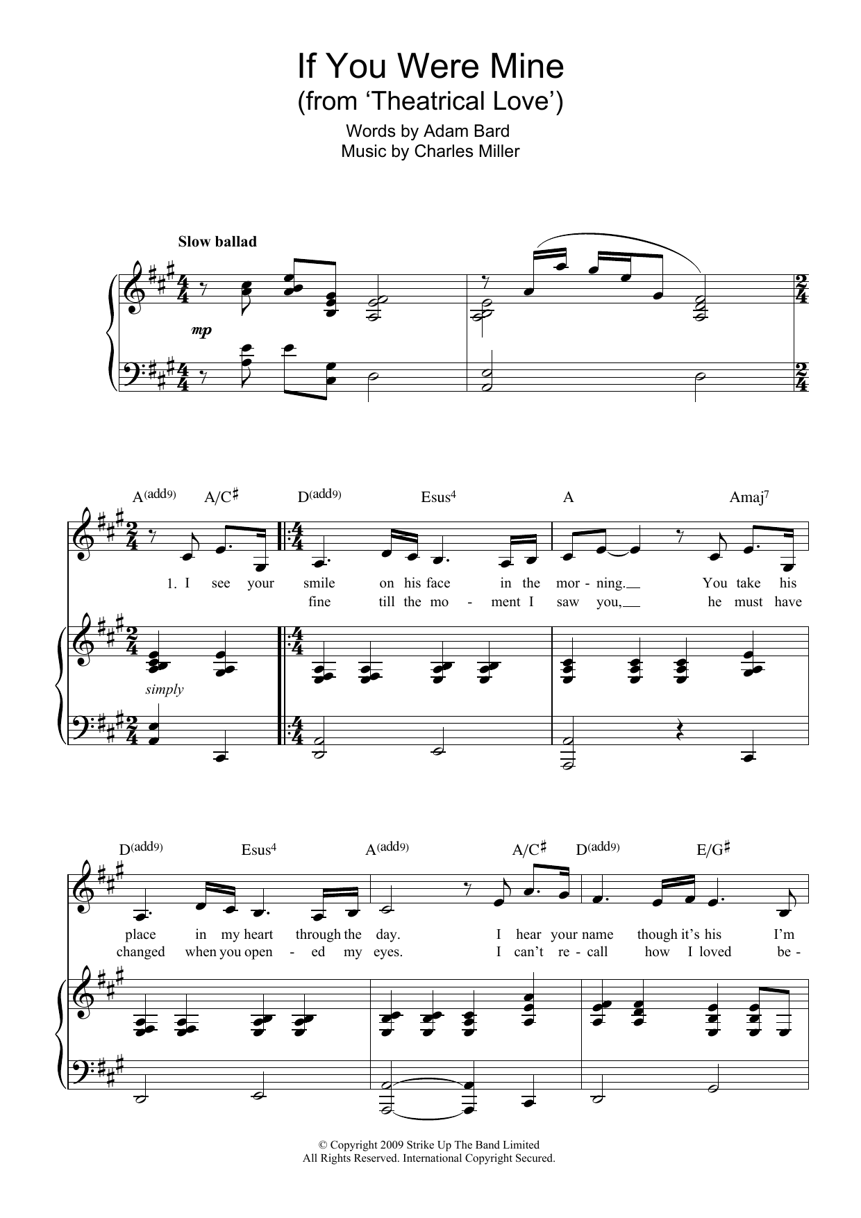 Charles Miller If You Were Mine (from Theatrical Love) Sheet Music Notes & Chords for Piano & Vocal - Download or Print PDF